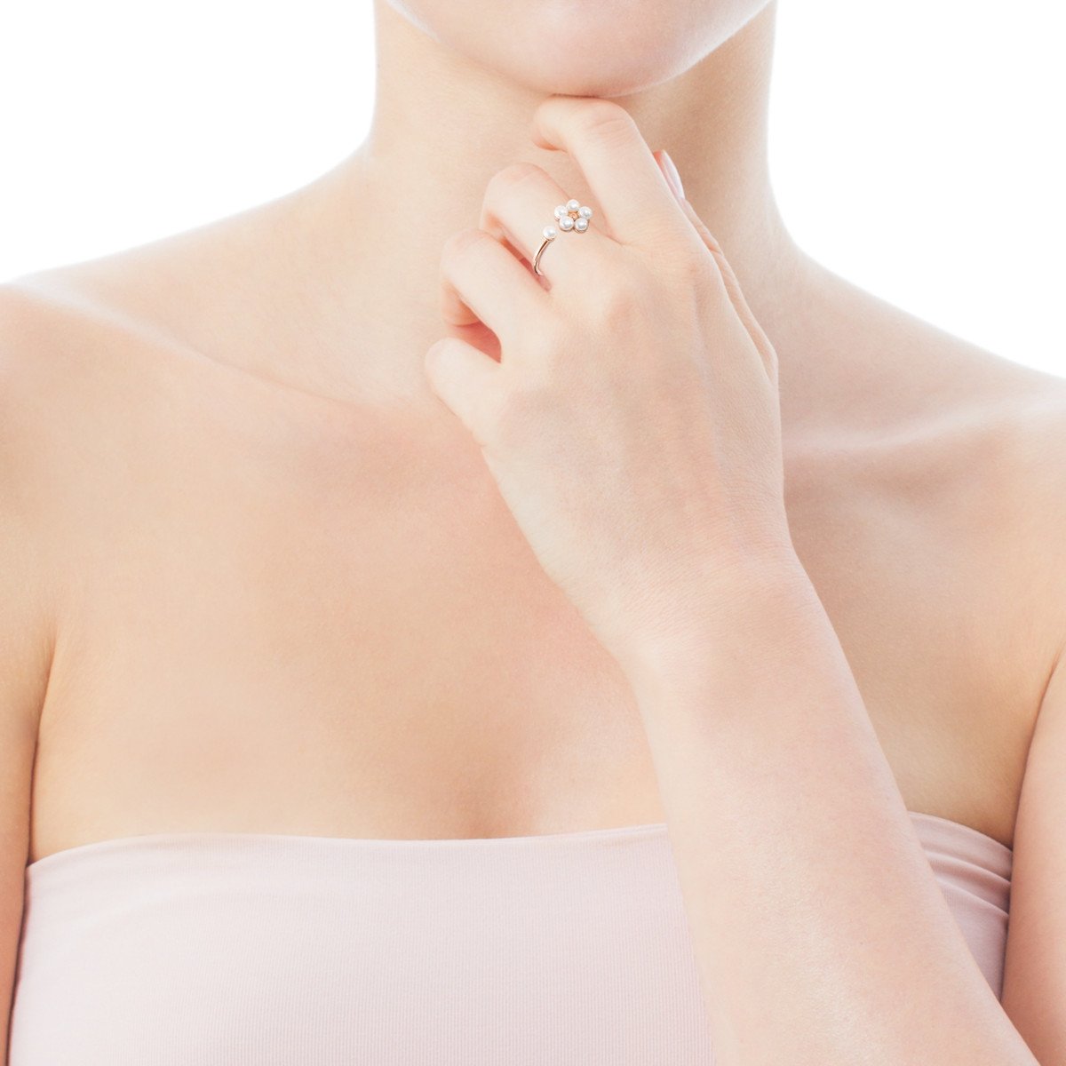 Tous Rose Gold Vermeil Real Sisy Ring with Pearls 812455510