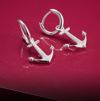 THOMAS SABO Anchor Drop Hoop Earrings CR634-051-14