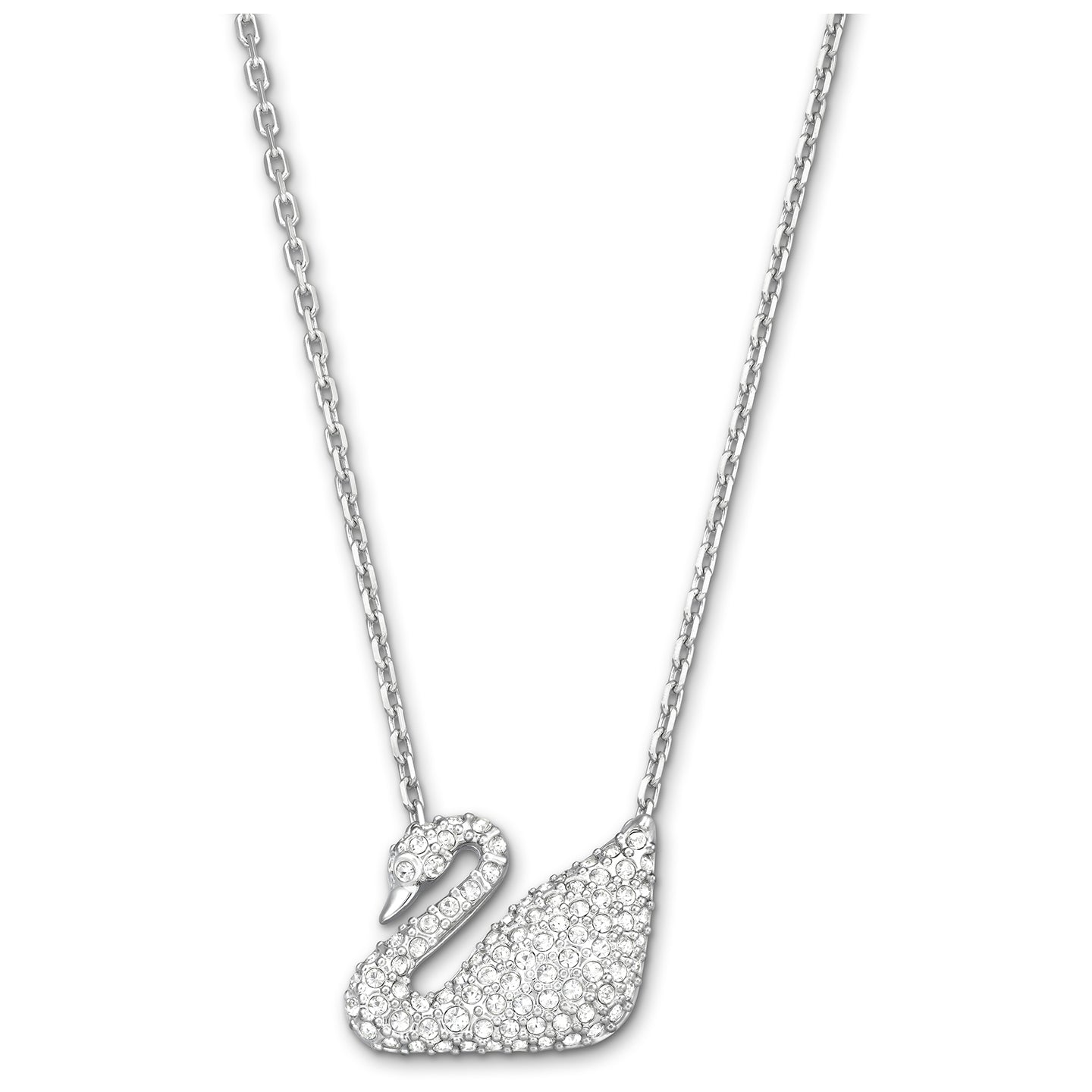 Swan Necklace, White, Rhodium plating 5007735