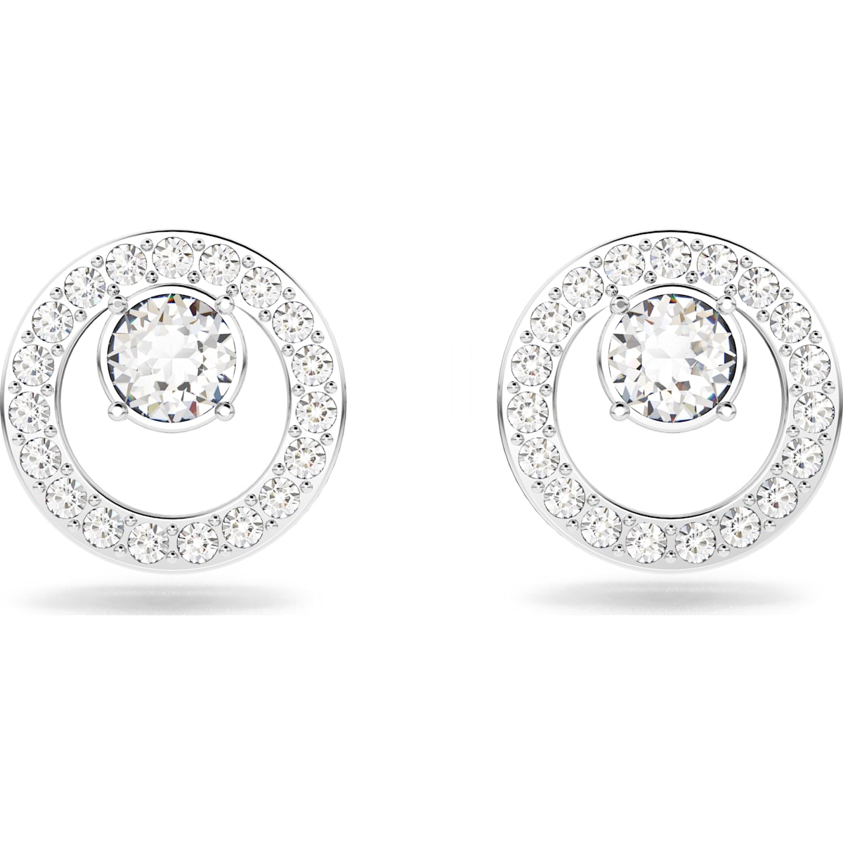 Swarovski Creativity stud earrings, Circular, White, Rhodium plated 5201707 / 5692262