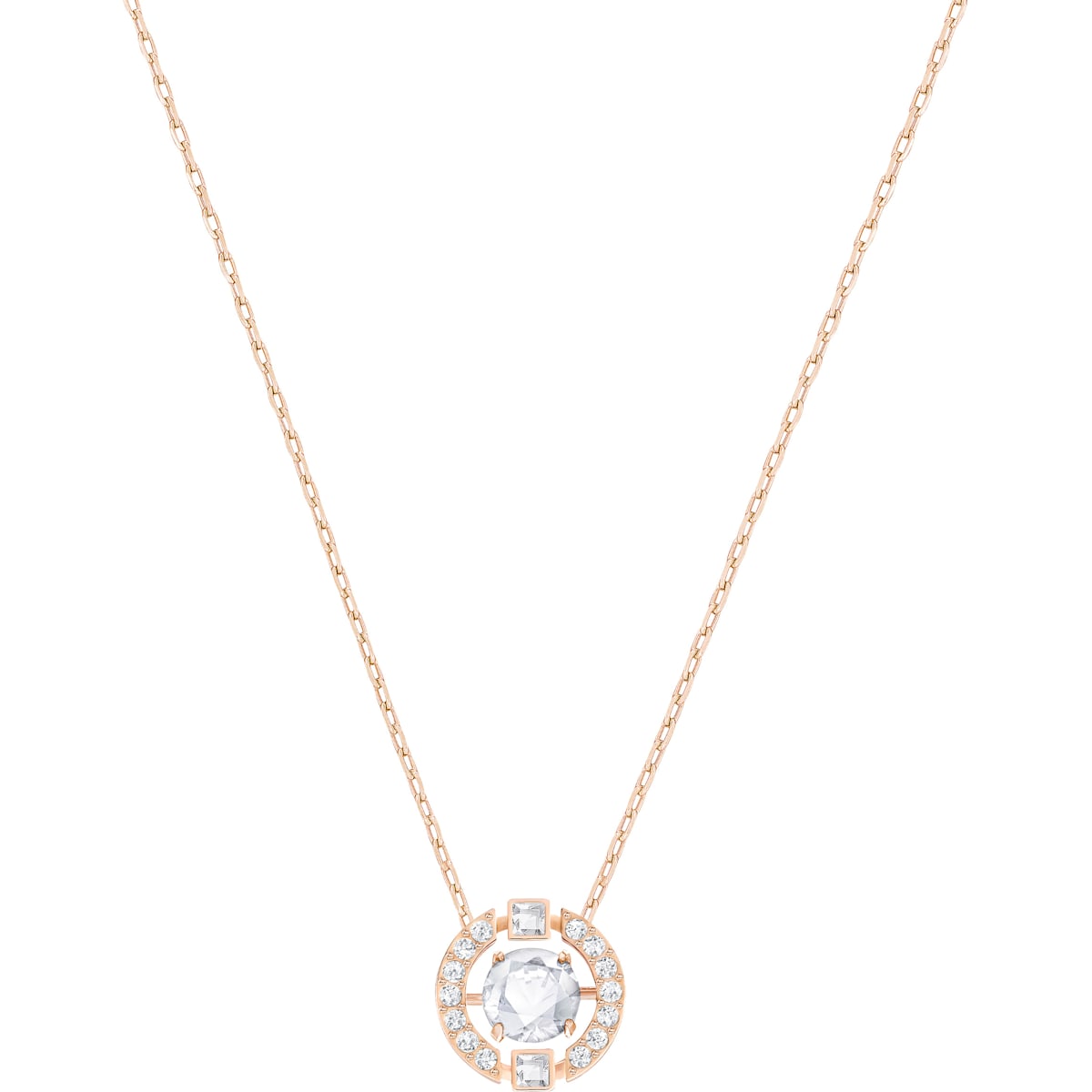 Swarovski Sparkling Dance necklace, Round, White, Rose gold-tone plated 5272364