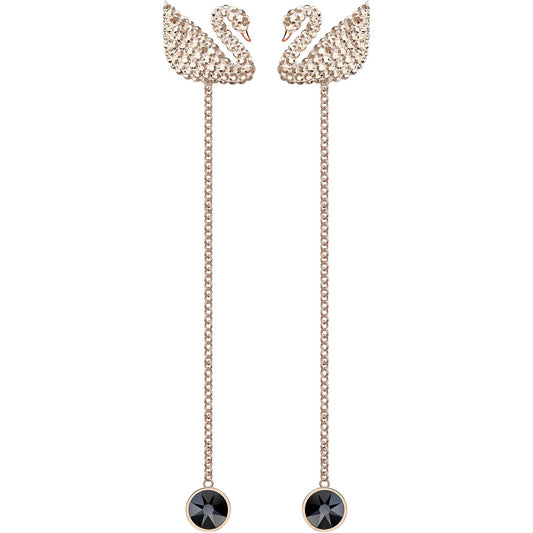 Swarovski Iconic Swan Pierced Earrings, White, Rose Gold Plating 5373164