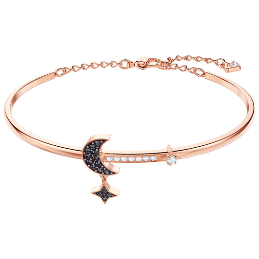 Swarovski Symbolic Moon Bangle, Medium, Black, Rose gold plating 5429729