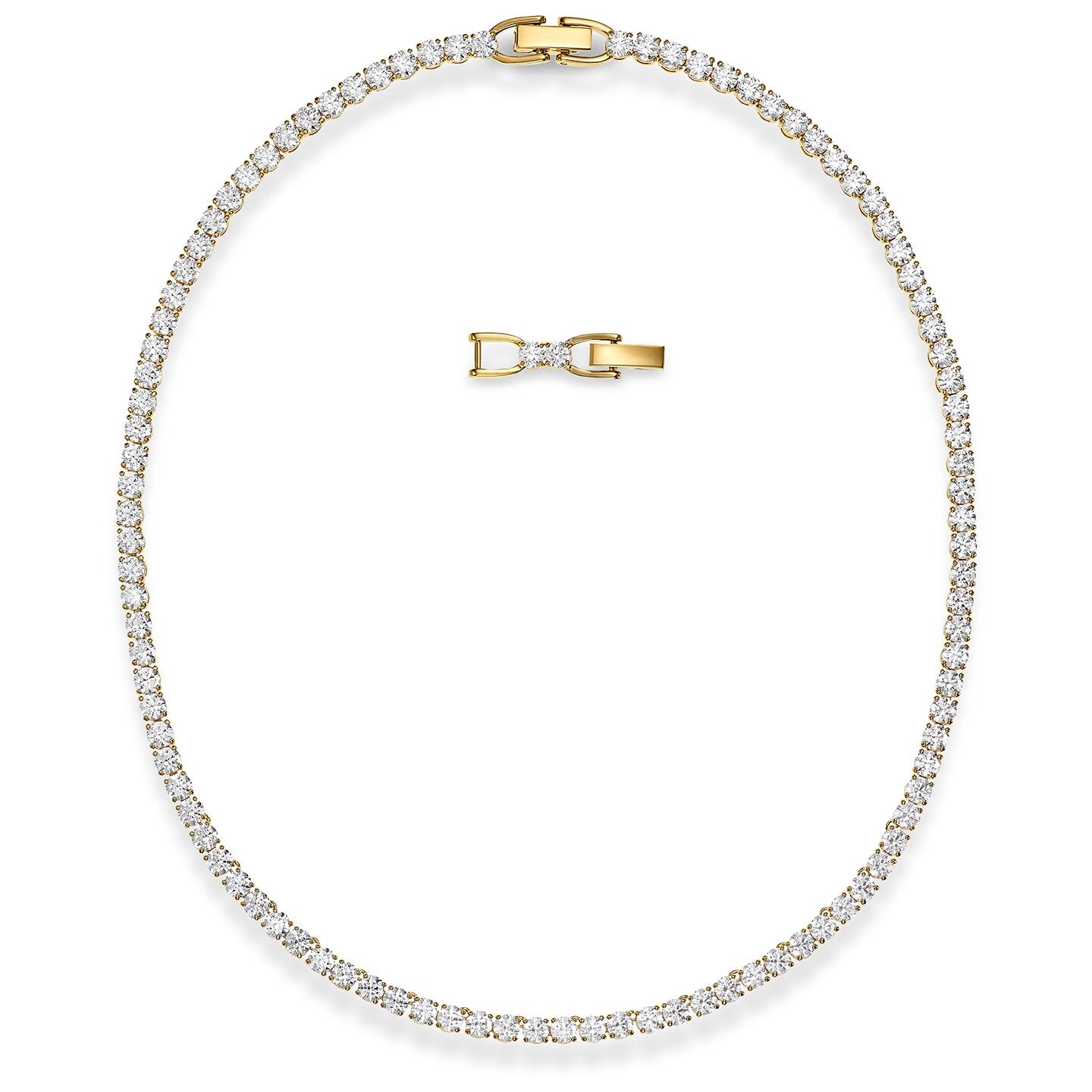Swarovski Tennis Deluxe Necklace, White, Gold-tone plated 5511545