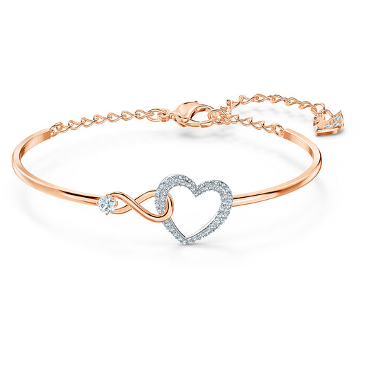 Swarovski Infinity Heart Bangle, White, Mixed metal finish 5518869