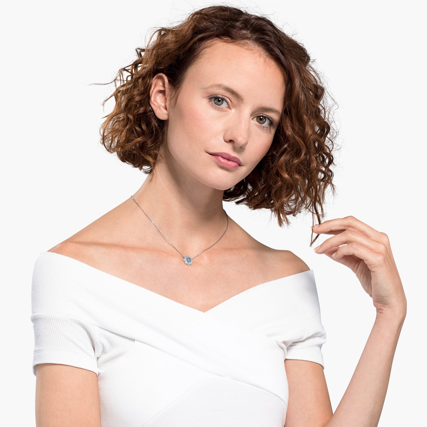 Swarovski Sunshine Pendant, Blue, Rhodium Plated 5536742