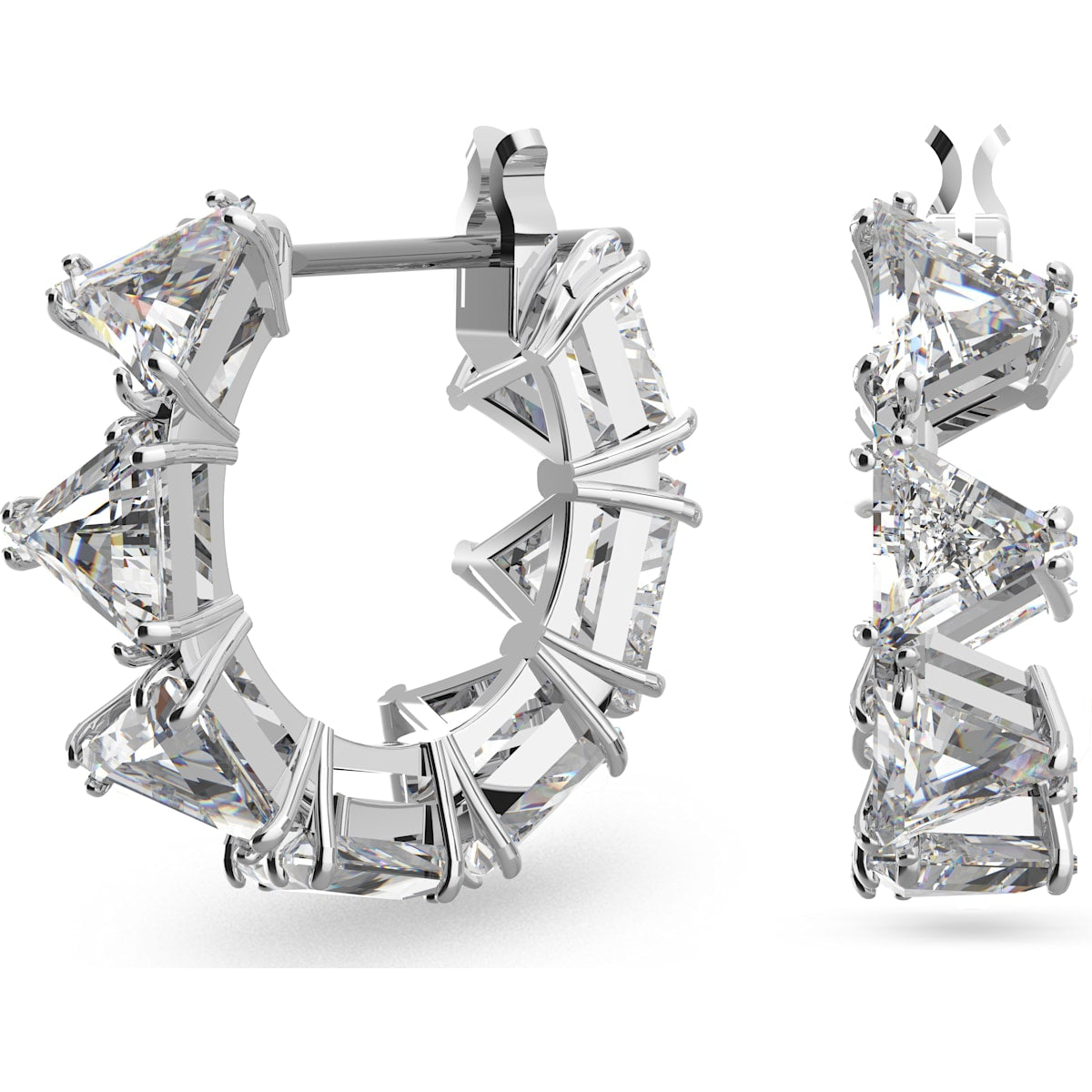 Ortyx hoop earrings Triangle cut, Small, White, Rhodium plated 5632467