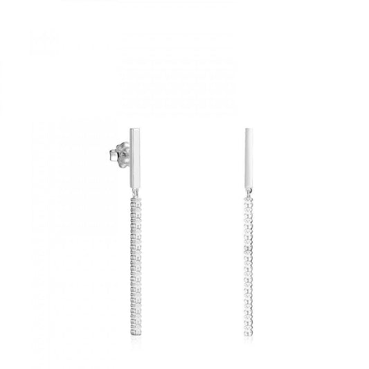 Tous Long Straight bar Earrings in Silver 912723570