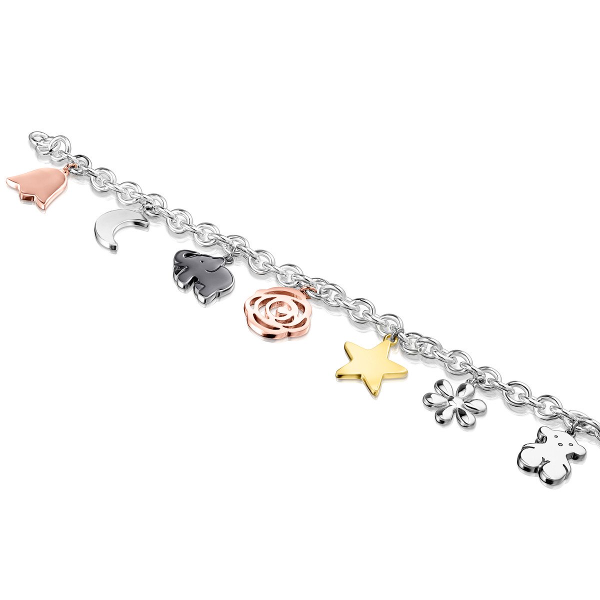 Tous Silver Sweet Dolls Bracelet with Gold Vermeil, rose Gold Vermeil and Dark Silver 818021530
