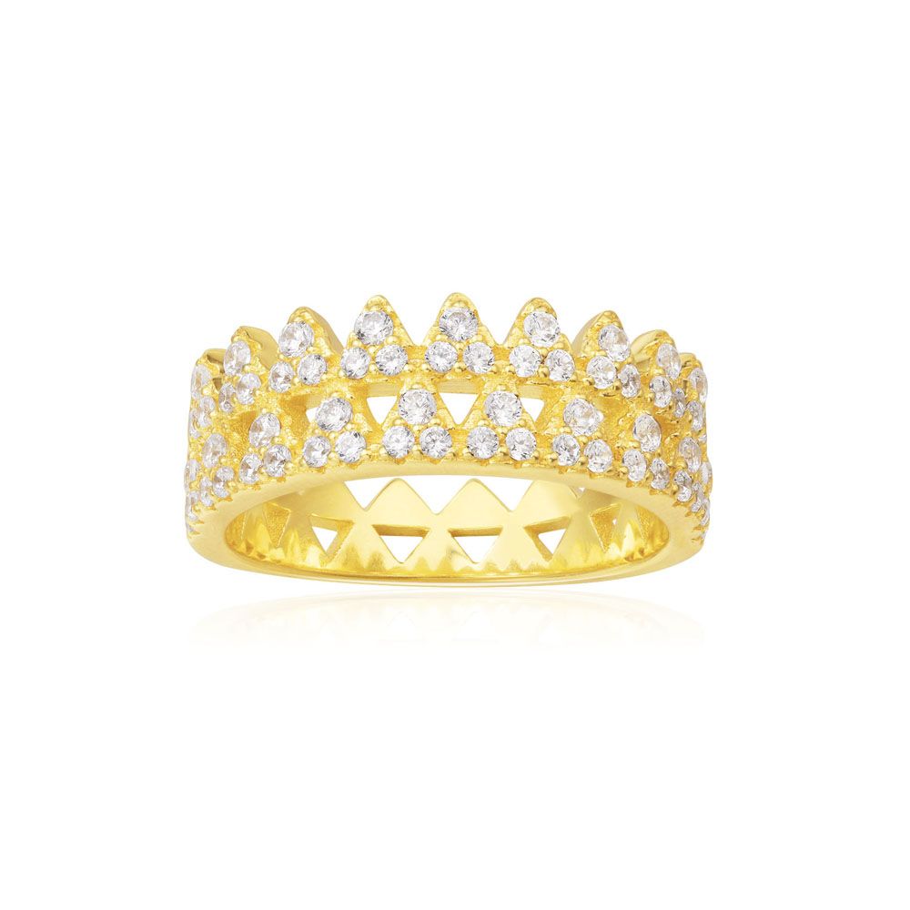 APM Yellow Silver Spikes Double Line Ring A18104OXY