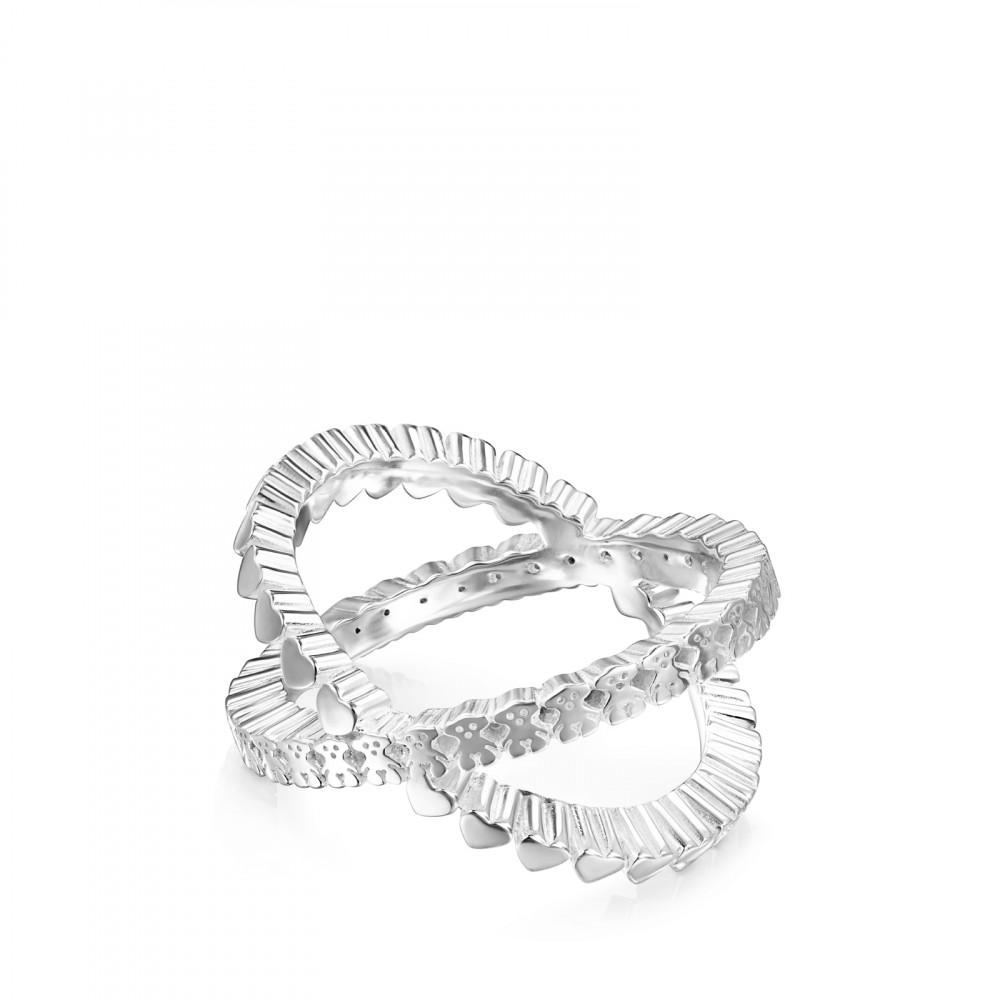 Tous Silver Straight crossed Ring 912725521