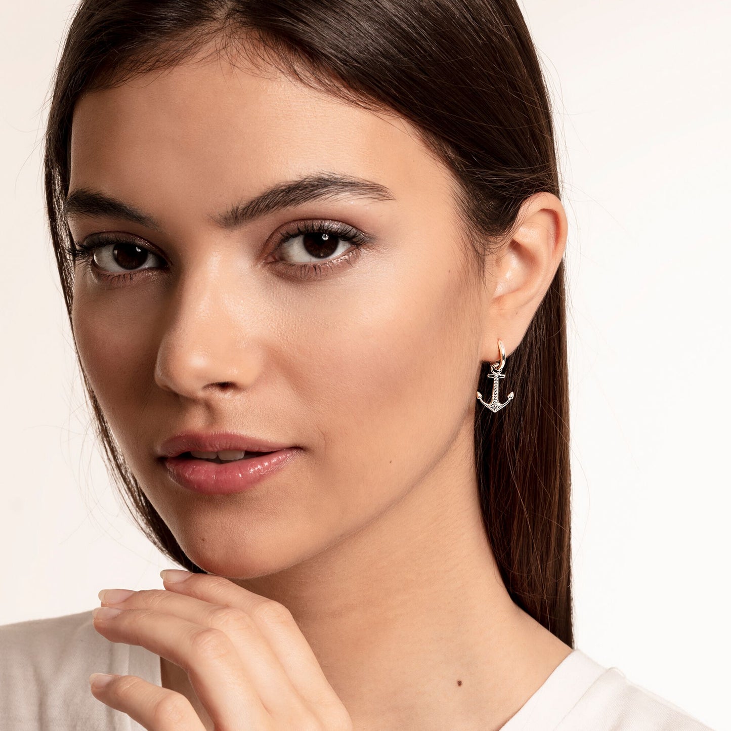 THOMAS SABO Anchor Drop Hoop Earrings CR634-051-14
