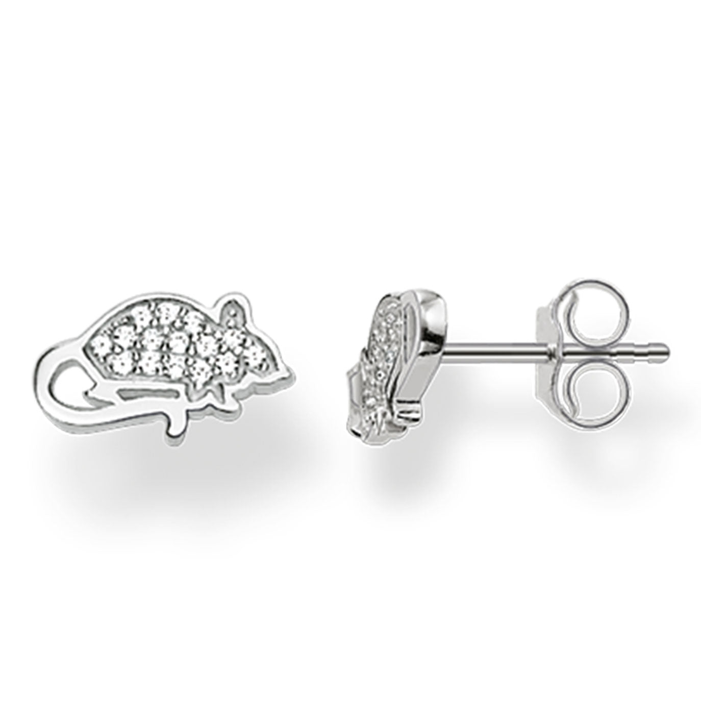 THOMAS SABO Silver Pavé Mouse Stud Earrings H1872-051-14