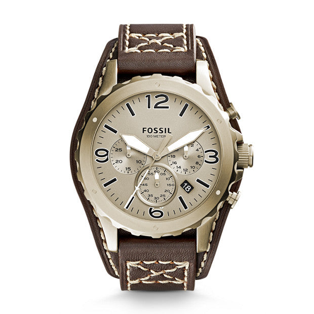 FOSSIL MEN WATCH NATE CHRONOGRAPH BROWN LEATHER WATCH JR1495