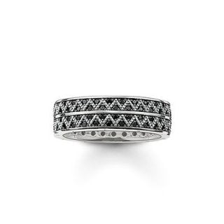 Thomas Sabo Unisex Ring Band Black Zig Zag TR2051-643-11