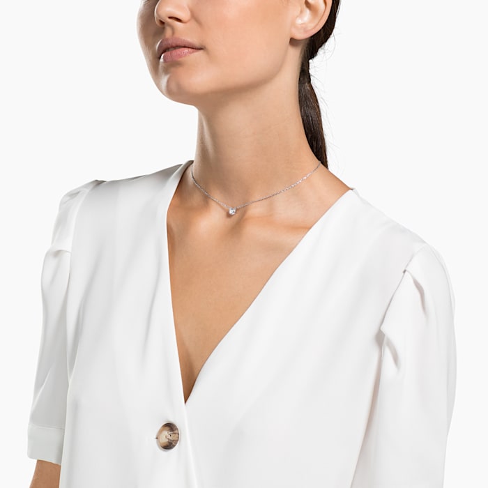 Swarovski Attract Round Necklace, White, Rhodium plating 5408442