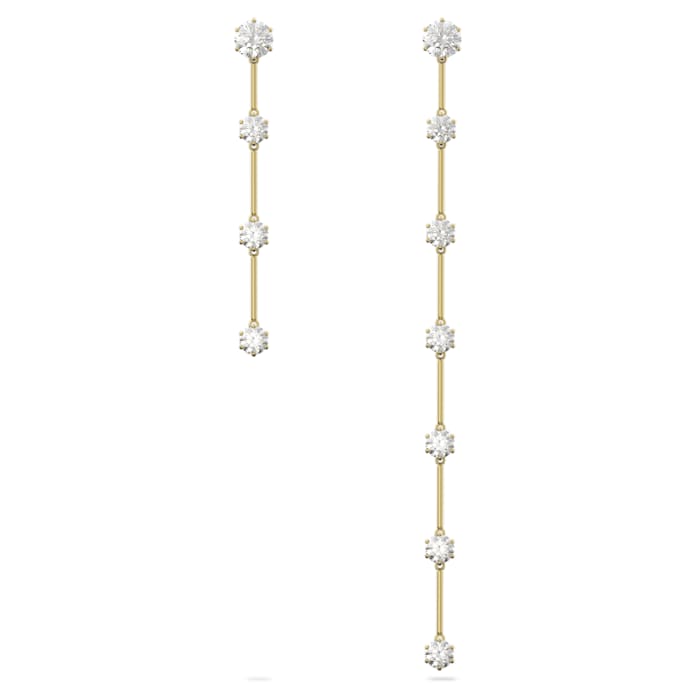 Swarovski Constella earrings Asymmetrical, White, Matte gold-tone plated 5600490