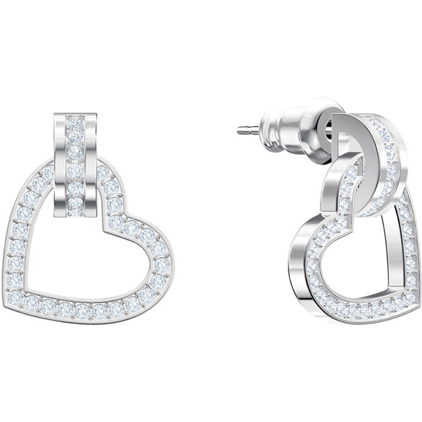 Swarovski Lovely Pierced Earrings, White, Rhodium Plating 5466756
