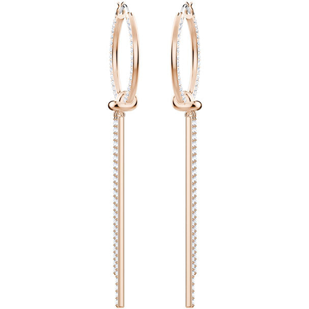Swarovski Lifelong Hoop Pierced Earrings, White, Rose Gold Plating 5390820