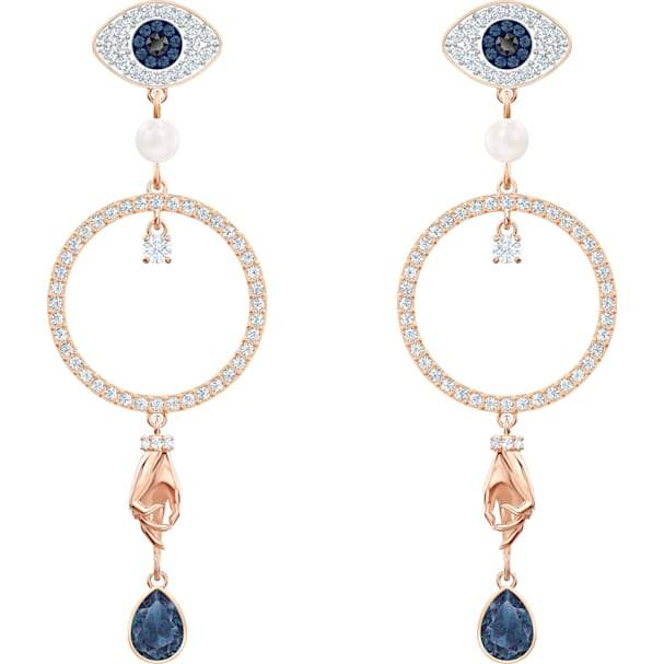 Swarovski Symbolic Hoop Pierced Earrings, Multi-colored, Rose-gold Tone Plated 5500642