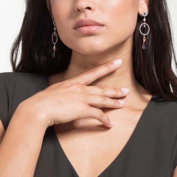 Swarovski Symbolic Hoop Pierced Earrings, Multi-colored, Rose-gold Tone Plated 5500642