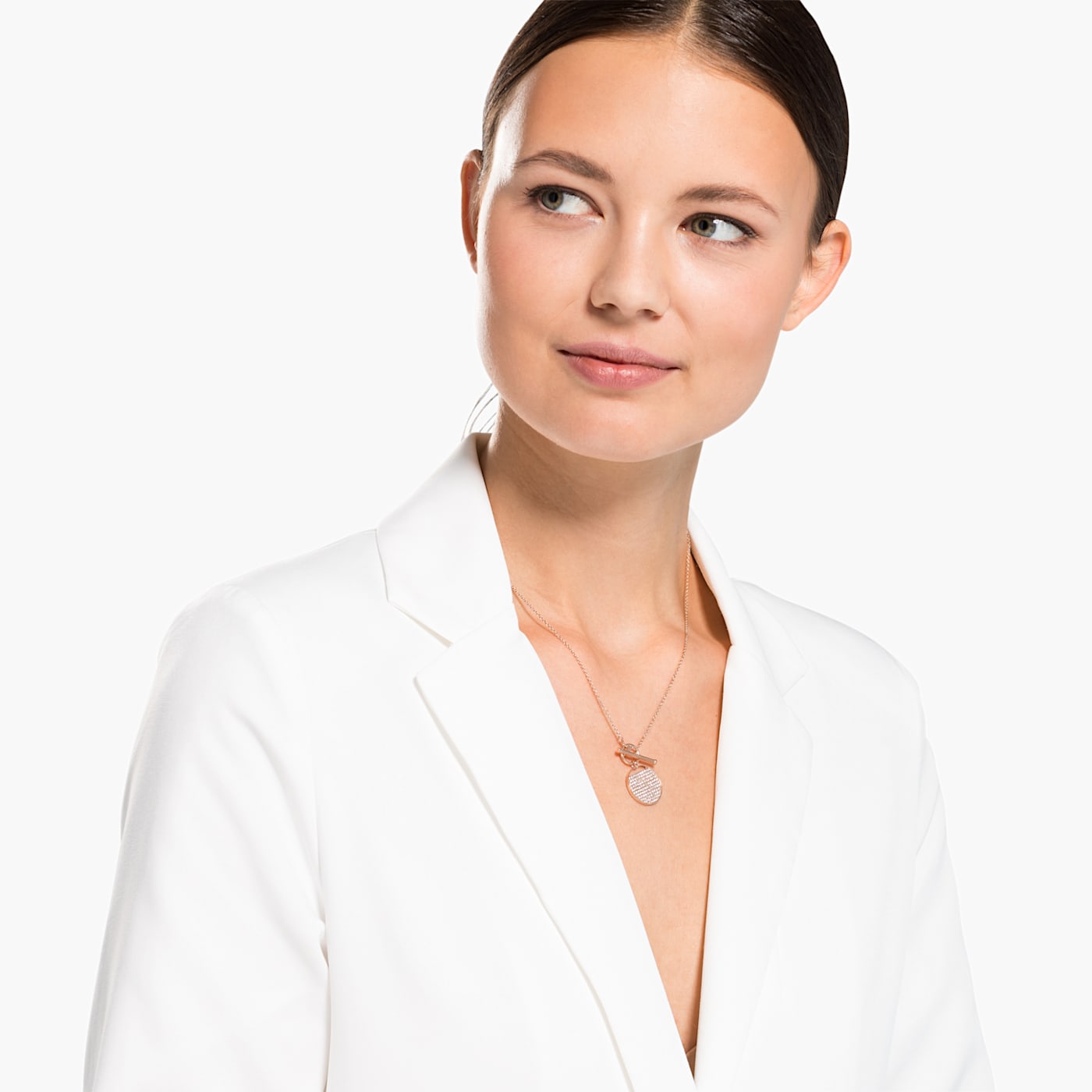 Swarovski Ginger T Bar Necklace, White, Rose-gold Tone Plated 5567529