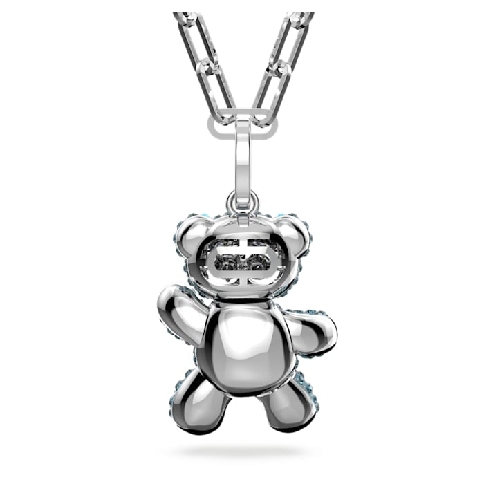 Swarovski Teddy pendant Bear, Blue, Rhodium plated 5642979