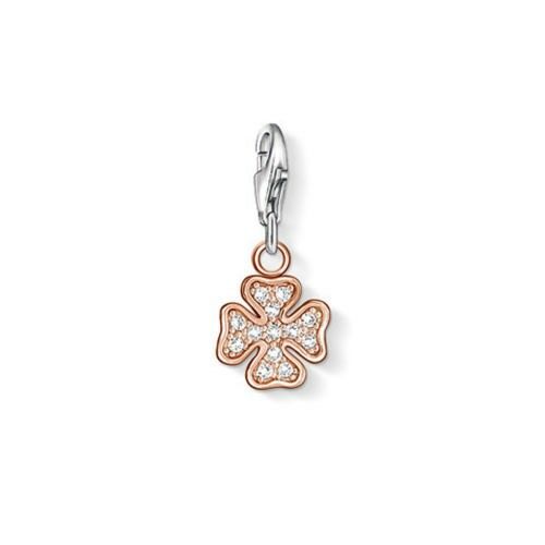Thomas Sabo Rose Gold Plated & Cubic Zirconia Clover Charm 0908-416-14