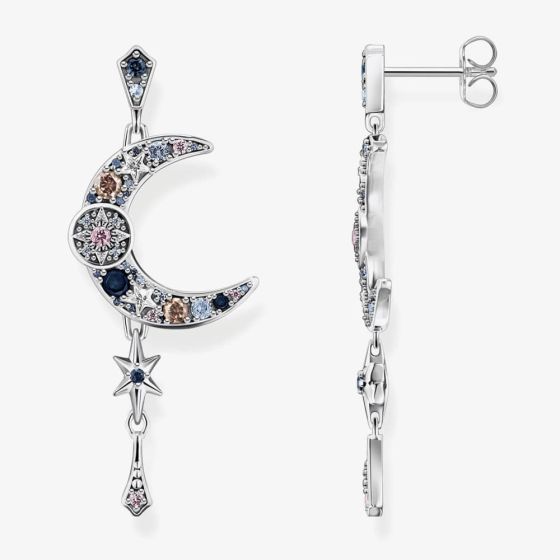 Thomas Sabo Sterling Silver Multi-Coloured Moon & Stars Dropper Earrings H2200-945-7
