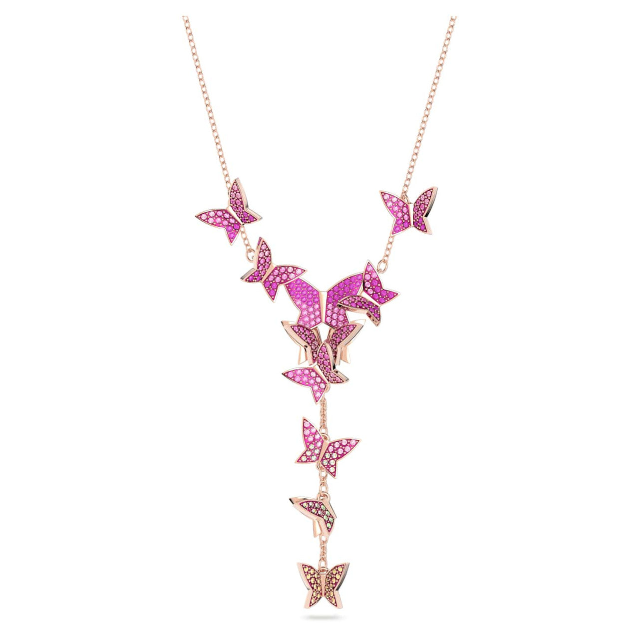 Swarovski Lilia Y necklace Butterfly, Pink, Rose gold-tone plated 5636420