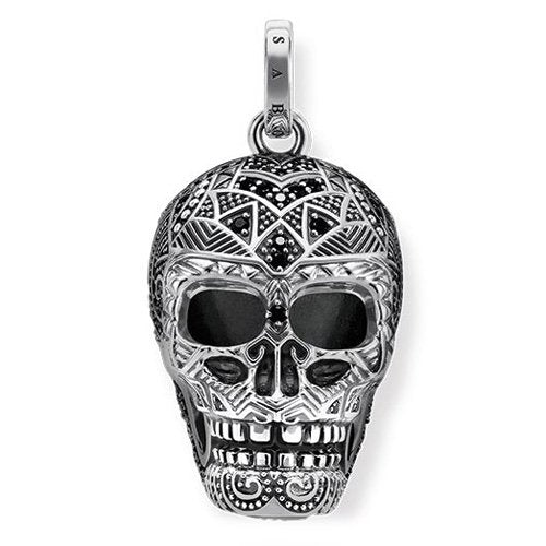 Thomas Sabo Silver Rebel at Heart Maori Skull Pendant with Black Zirconia PE752-643-11