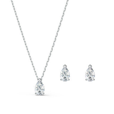 Swarovski Attract set, Pear cut crystal, White, Rhodium plated 5569174