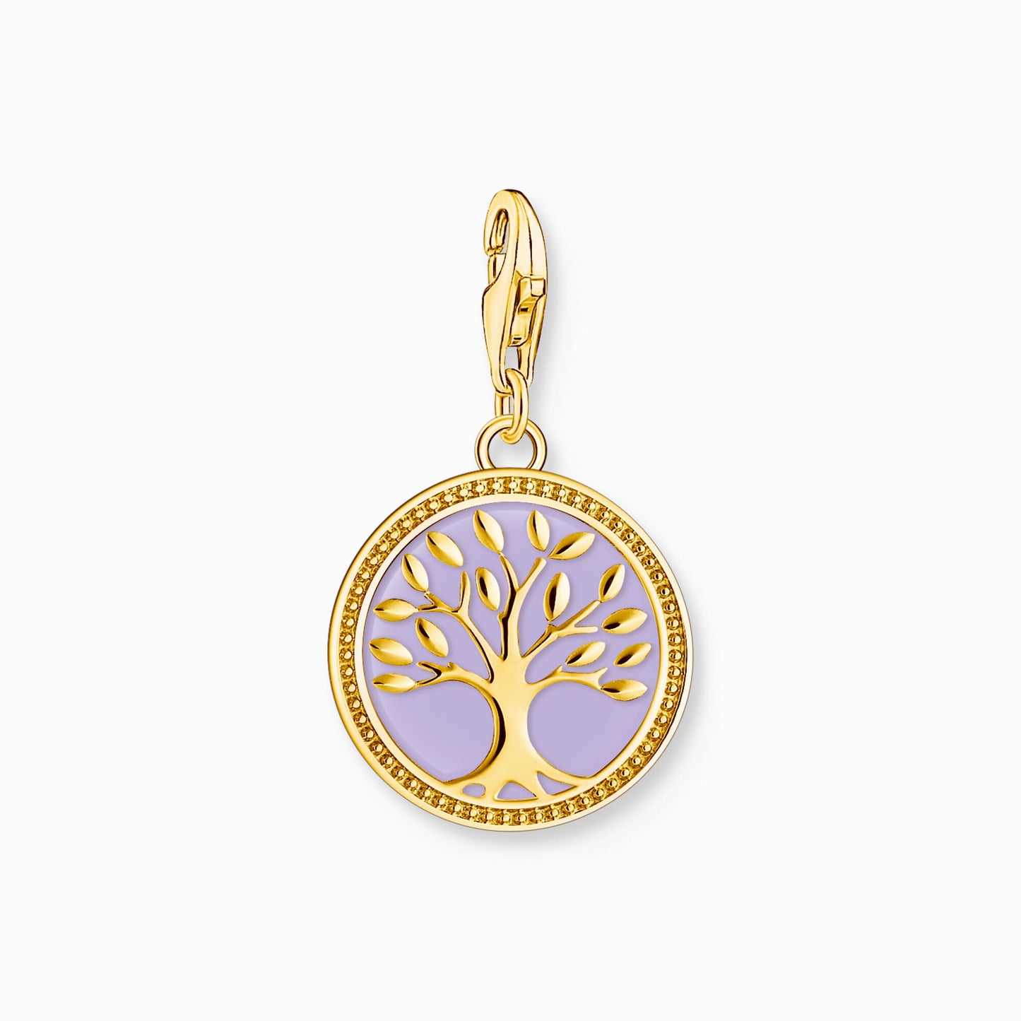 Thomas Sabo Silver Charm pendant Tree of Love with violet cold enamel yellow-gold plated  2035-427-13