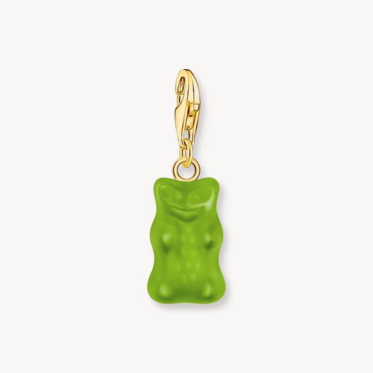 Thomas Sabo HARIBO Sterling Silver Gold-Plated Charm Pendant Goldbears In Green 2192-413-6