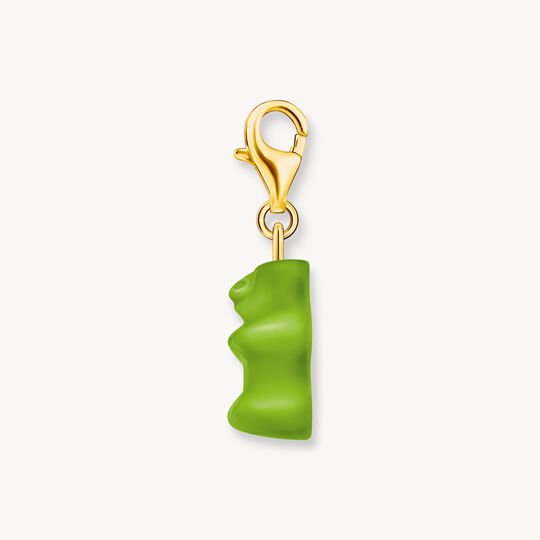Thomas Sabo HARIBO Sterling Silver Gold-Plated Charm Pendant Goldbears In Green 2192-413-6