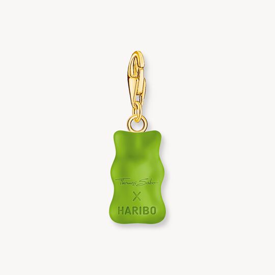 Thomas Sabo HARIBO Sterling Silver Gold-Plated Charm Pendant Goldbears In Green 2192-413-6