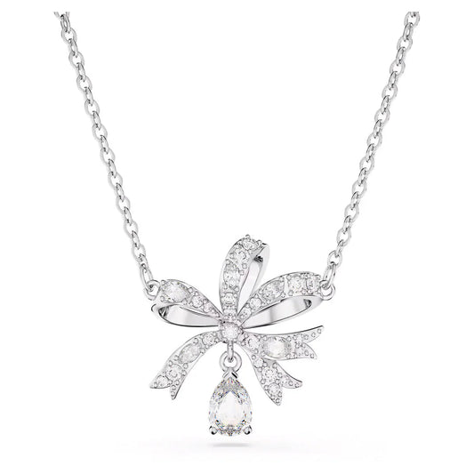 Swarovski Hyperbola necklace Bow, Small, White, Rhodium plated 5647583