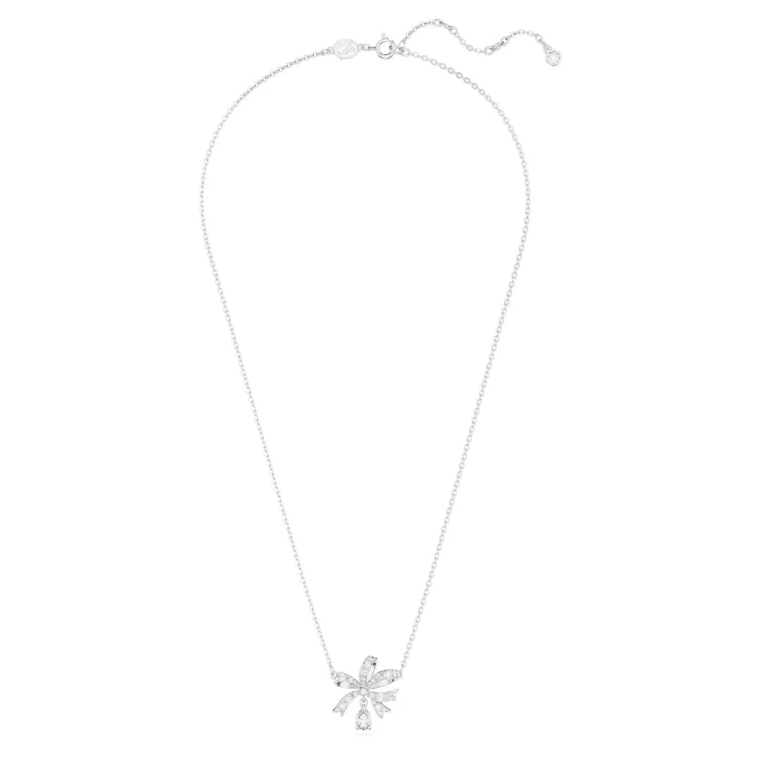 Swarovski Hyperbola necklace Bow, Small, White, Rhodium plated 5647583