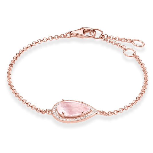 Thomas Sabo Rose Gold-Plated Silver Bracelet with Rose Quartz and Cubic Zirconia Bracelet A1326-417-9-L19.5V