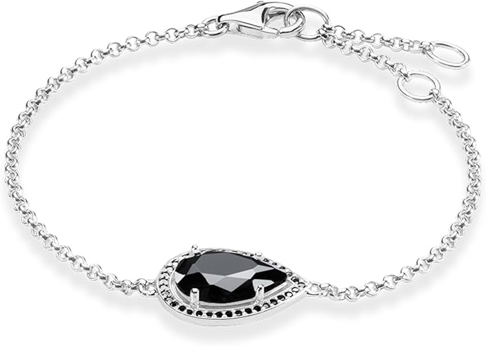 Thomas Sabo Silver Bracelet with Black Onyx and Cubic Zirconia Bracelet A1326-641-11-L19.5V