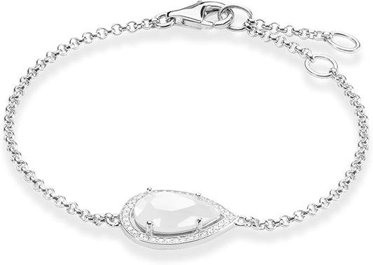 Thomas Sabo Silver Bracelet with Milky Quartz and Cubic Zirconia Bracelet A1326-417-9-L19.5V