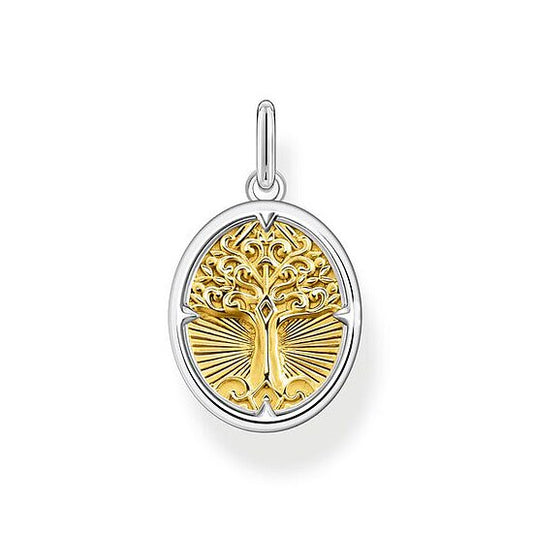 Thomas Sabo Sterling Silver TREE OF LOVE Eyelet Pendant 18k Yellow Gold Plating PE928-966-7