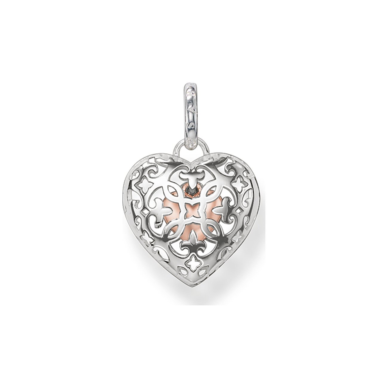 Thomas Sabo Sterling Silver Heart Locket with Rose Gold Plated Heart Necklace  PE704-415-12