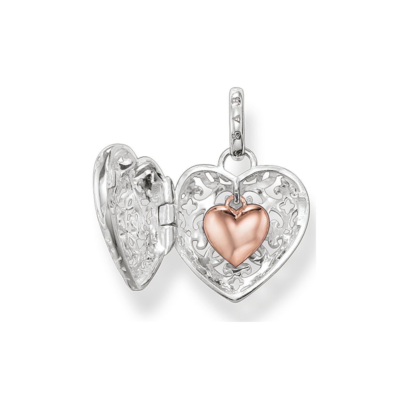 Thomas Sabo Sterling Silver Heart Locket with Rose Gold Plated Heart Necklace  PE704-415-12