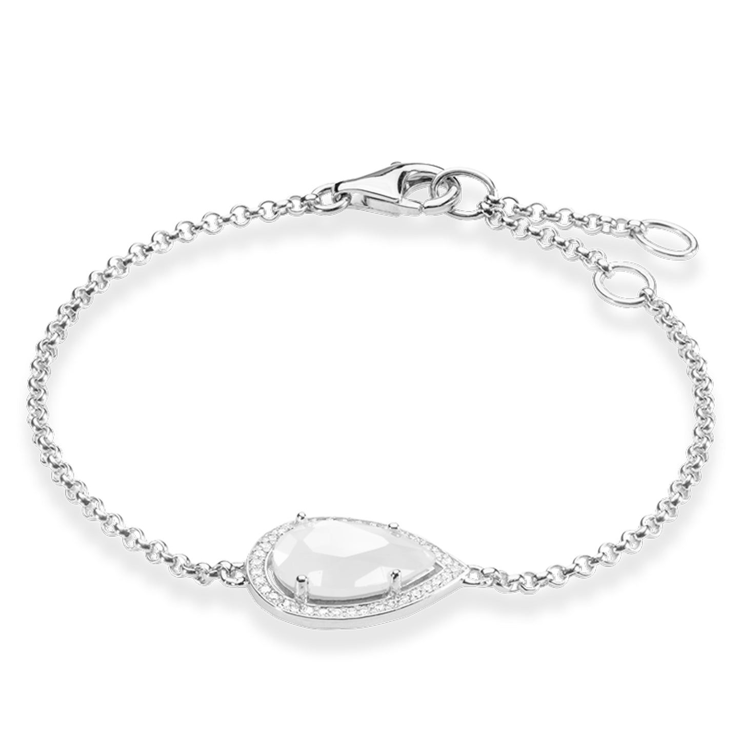 Thomas Sabo Silver Bracelet with Milky Quartz and Cubic Zirconia Bracelet A1326-690-14-L19.5V