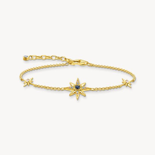 Thomas Sabo Sterling Silver Gold Plated Bracelet Royalty Star with Stones A2037-959-7