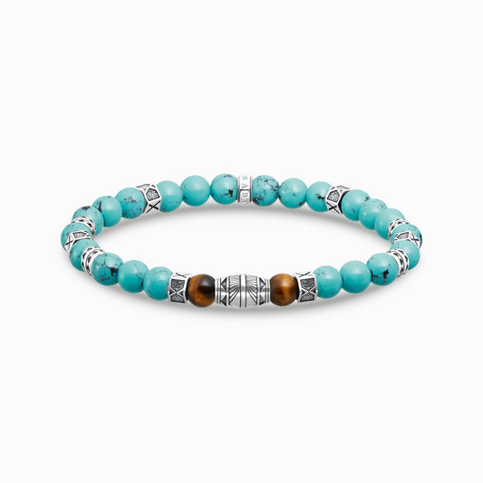 Thomas Sabo Bracelet With Turquoise Beads And Tiger's Eye Beads Silver A2087-364-7-L19