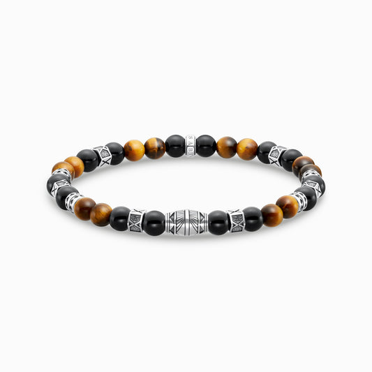 Thomas Sabo Bracelet With Black Onyx Beads And Tiger's Eye Beads Silver A2087-507-7-L19