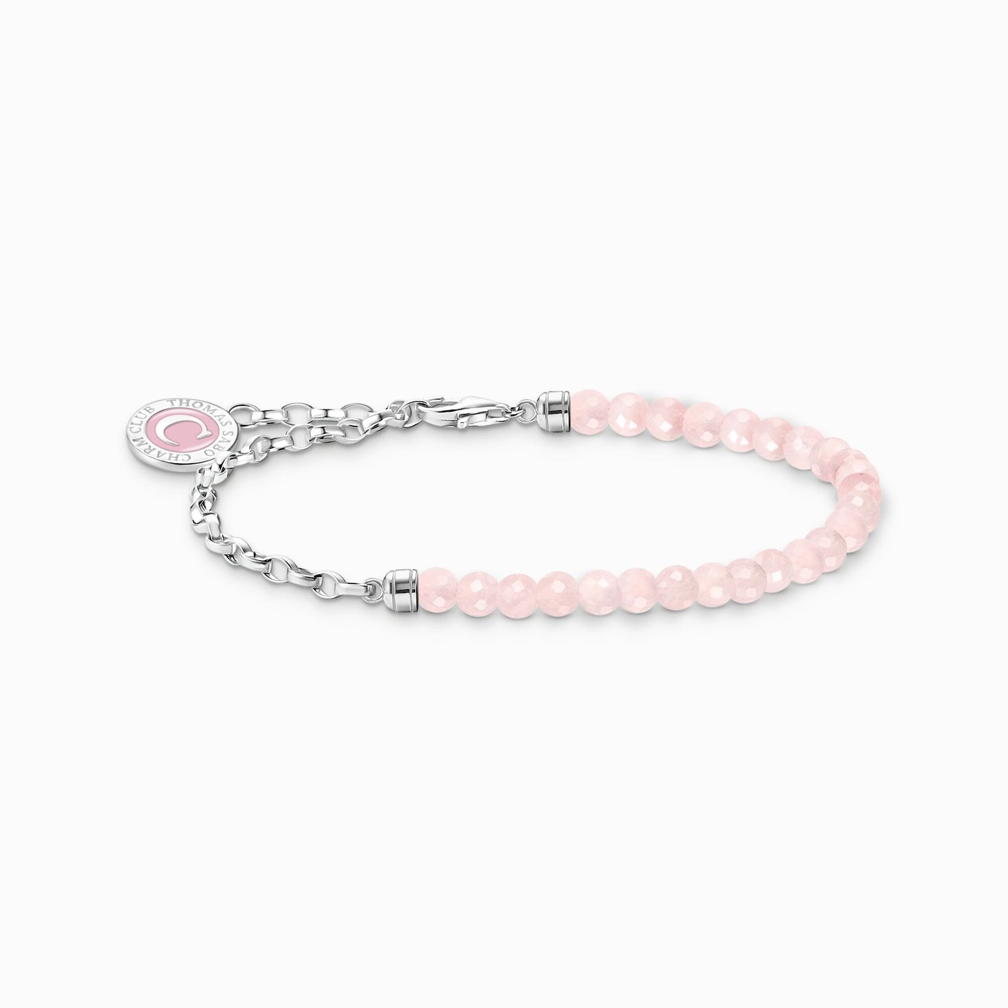 Thomas Sabo Member Charm Bracelet With Beads Of Rose Quartz And Charmista Coin Silver A2130-067-9
