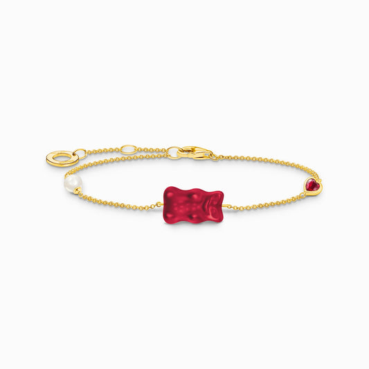 Thomas Sabo HARIBO Silver Gold-plated Bracelet with Red Goldbears, freshwater pearl & stone A2151-430-10